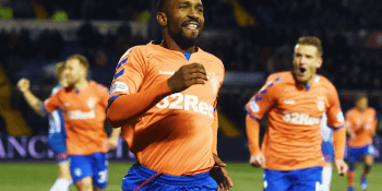 Jermain Defoe celebrates Rangers debut goal