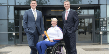 Harper Macleod Chief Executive Martin Darroch, Paralympic gold medallist Jo Butterfield and Interim UK Athletics CEO Nigel Holl