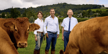 Carol, Robert and Dr Robert Graham on the Grahams Family Dairy farm in Bridge of Allen, Stirling.