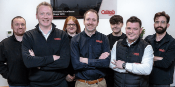 Andrew Renwick (centre) and Caltech Lifts Bellshill team