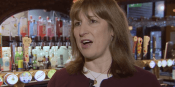 Chancellor Rachel Reeves in pub (BBC vid)