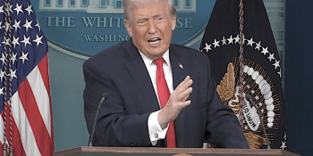 Donald Trump spkg at press conference 20 1 26