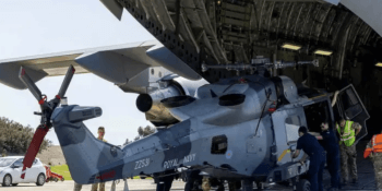 A helicopter being unloaded from a Royal Air Force C-17 in Cyprus (MoD)