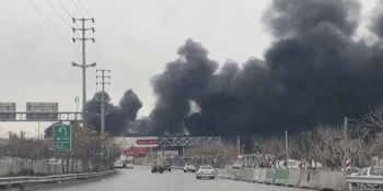Burning oil fields in Iran