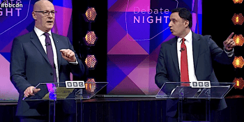 ohn Swinney and Anas Sarwar at Debate Night