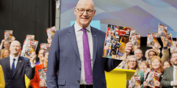 John Swinney with manifesto
