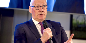 John Swinney at prosper (finger pointing)