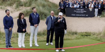 Donald Trump at 2025 opening of New Course at Trump International Golf Links (pic: supplied)