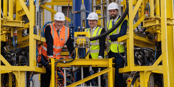 John Swinney, Derek Robertson, CEO at Subsea Micropiles and Reuben Aitken of Scottish Enterprise
