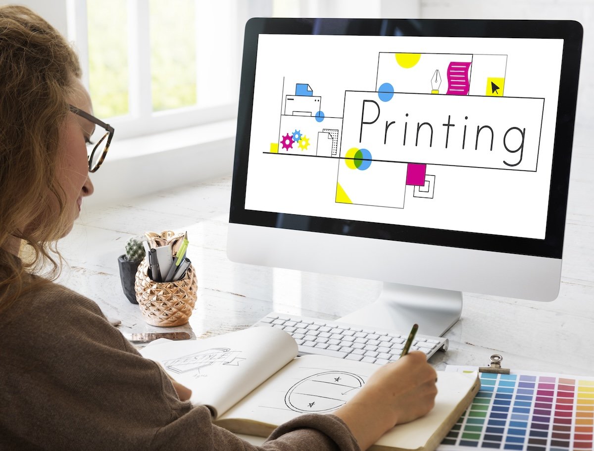 Woman working on computer network graphic overlay