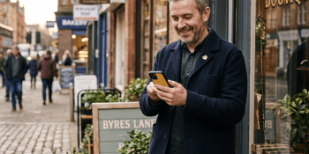 Man on phone on street