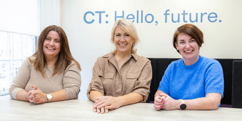 Sarah Urquhart (L) and Michelle Fallon (R) of CT with Ailsa Stinson, ASB President (Centre)