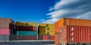 shipping containers and lorry